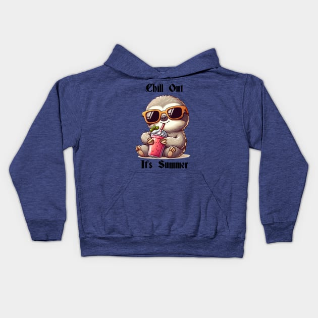 Chill Out Summer Smoothie Sloth Kids Hoodie by RedFox2